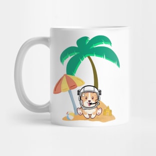 Space Corgi goes to the beach! - The Cool Astronaut Puppy! Mug